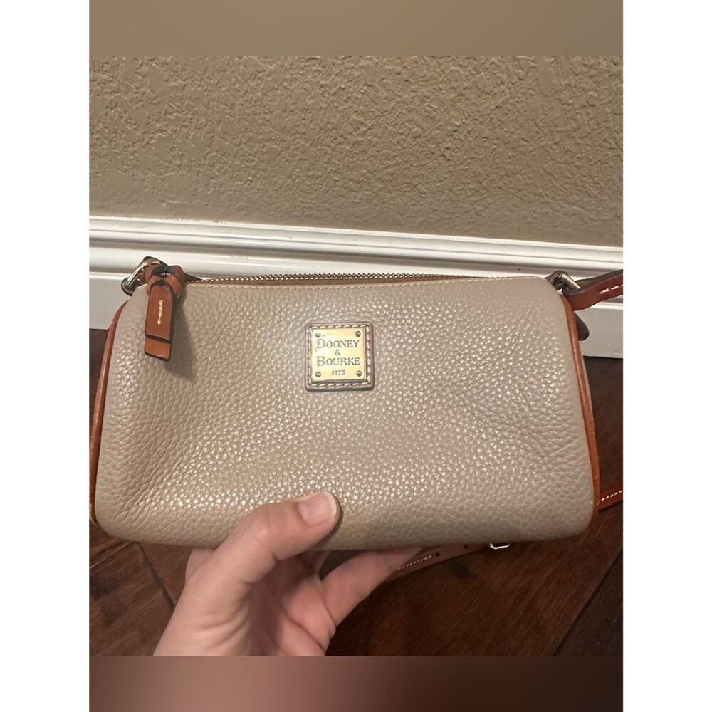 Dooney & Bourke Taupe Oyster Pebbled Leather Crossbody